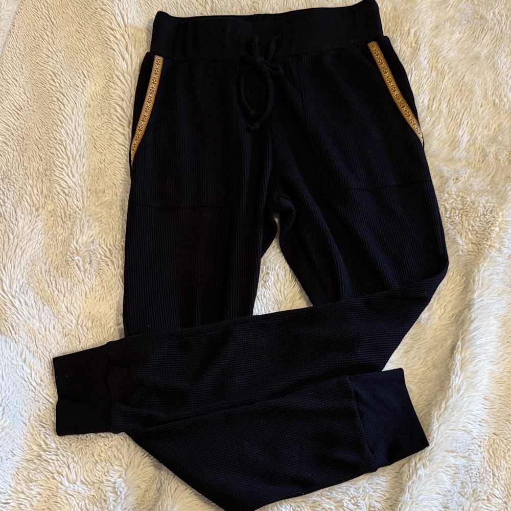 Stoic, waffle print black joggers